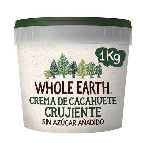 Crema de cacahuete crujiente 1kg-WHOLE EARTH