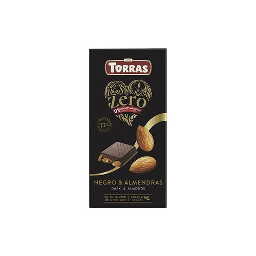 CHOCOLATE NEGRO CON ALMENDRAS ZERO, 150 g - TORRAS
