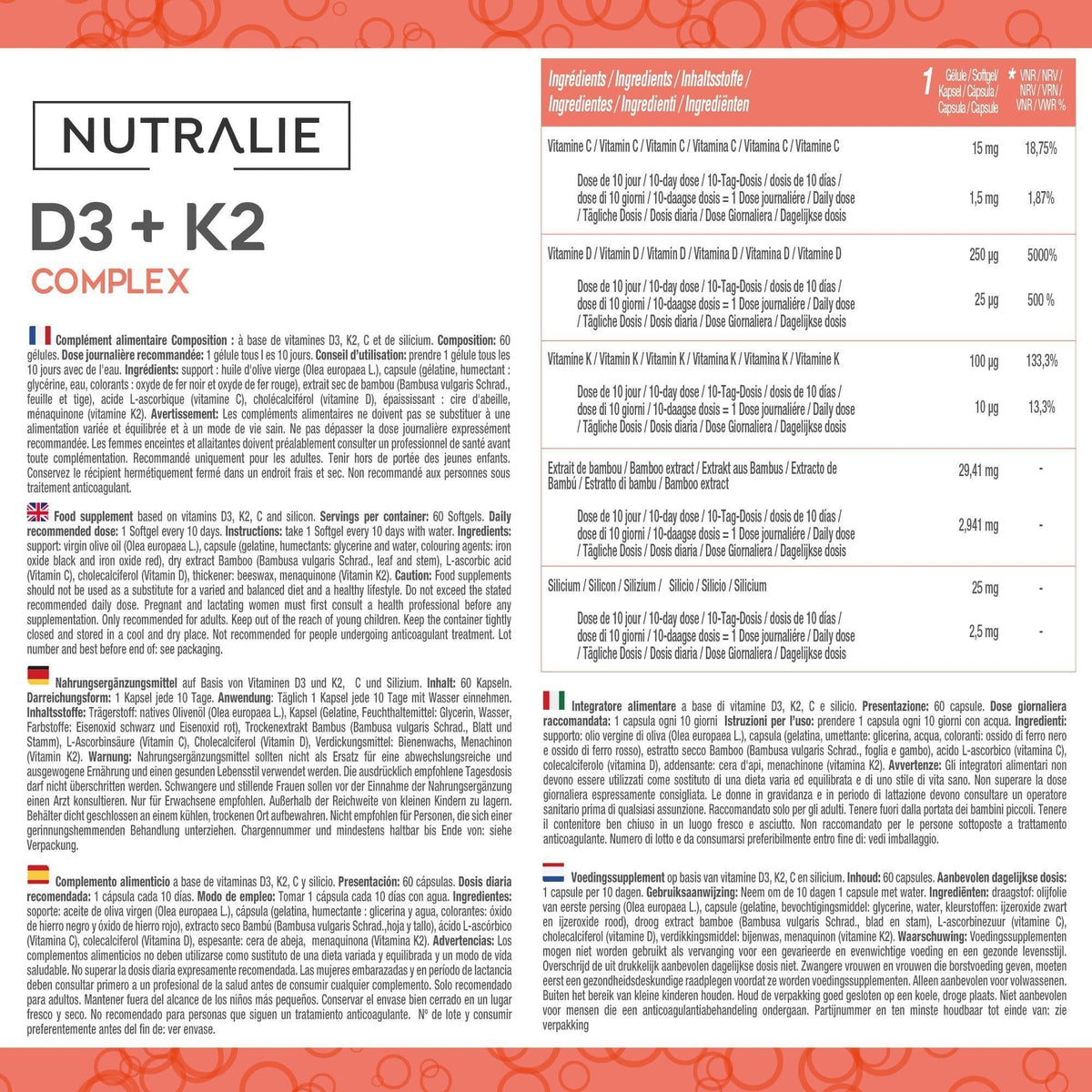 Vitamina D3 + K2 de Nutralie: imagen 2