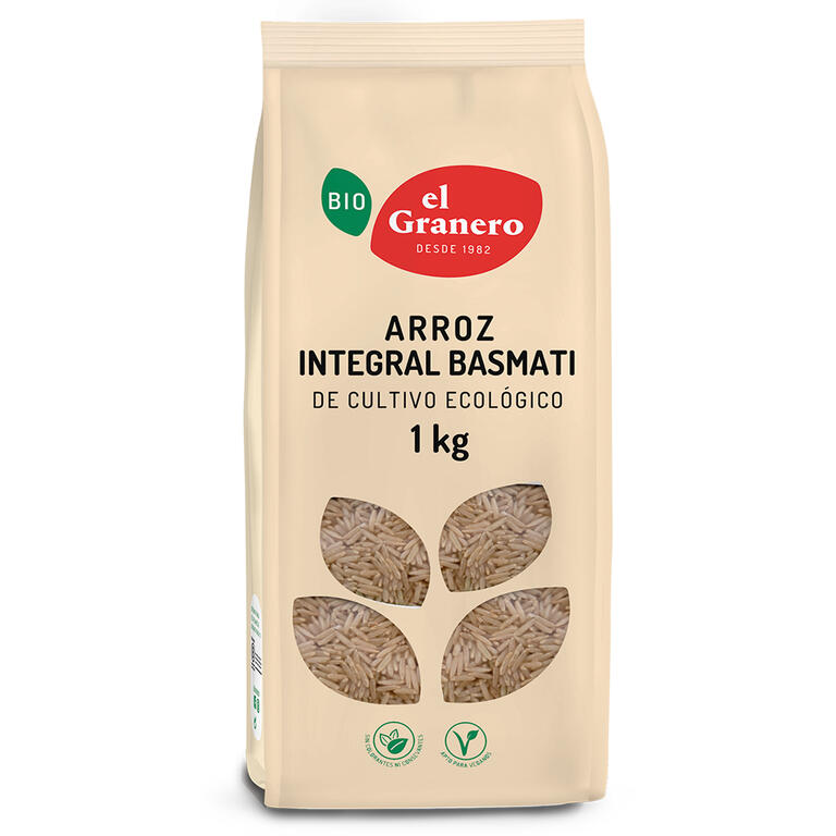 Arroz Integral Basmati BIO 1kg de El Granero Integral: fotografía del envase