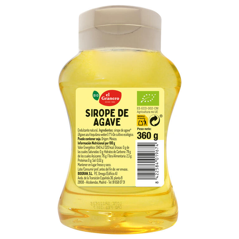 Sirope de agave BIO, 360 g de El Granero Integral: fotografía del envase