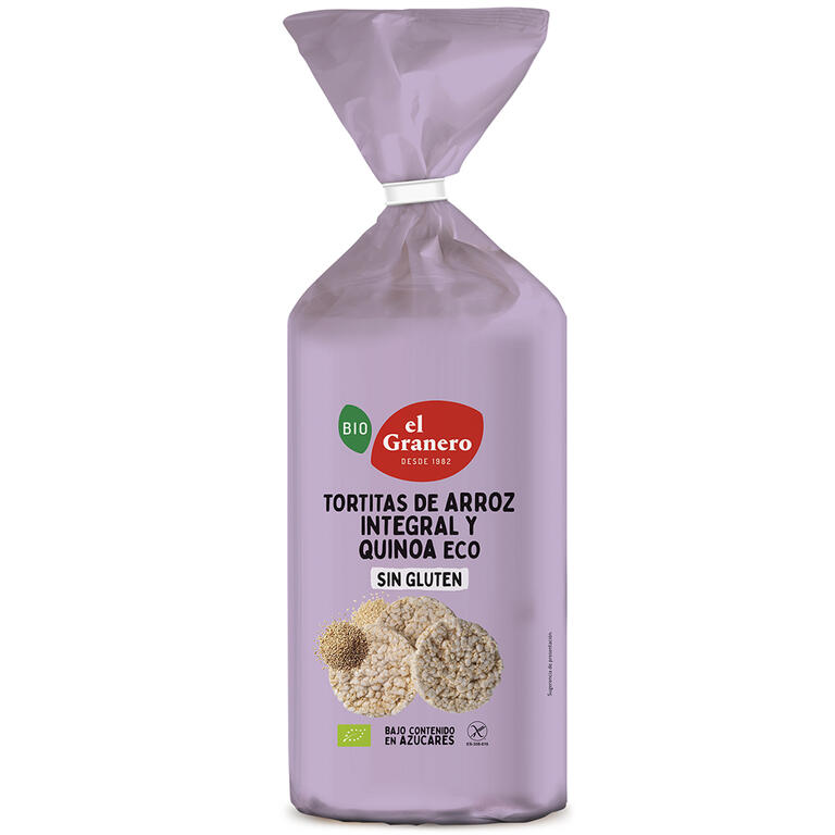 Tortitas de arroz y quinoa Bio 120 g de El Granero Integral: fotografía del envase