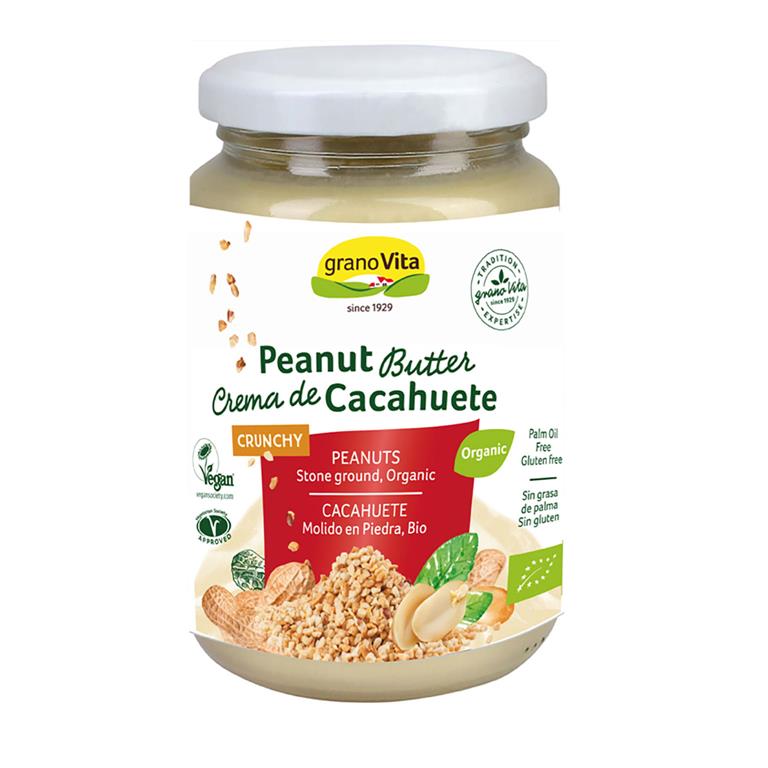 Crema de cacahuete crujiente 350g de Granovita: fotografía del envase