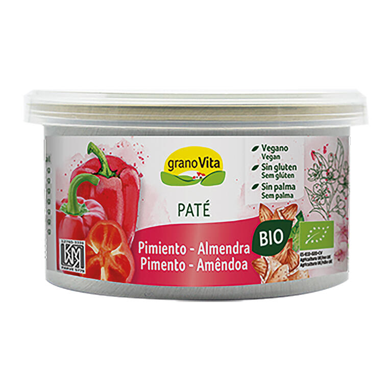 Pate de pimiento asado y almendra BIO, 125 g de Granovita: fotografía del envase