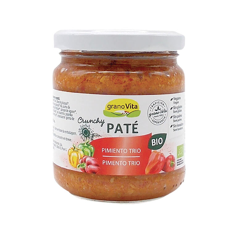 Pate crunchy de tres pimientos BIO, 175 g de Granovita: fotografía del envase