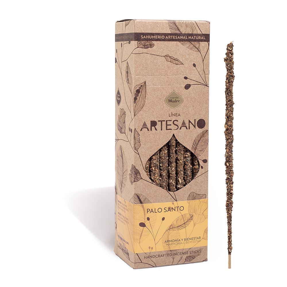 Sahumerio artesanal de palo santo: fotografía del envase