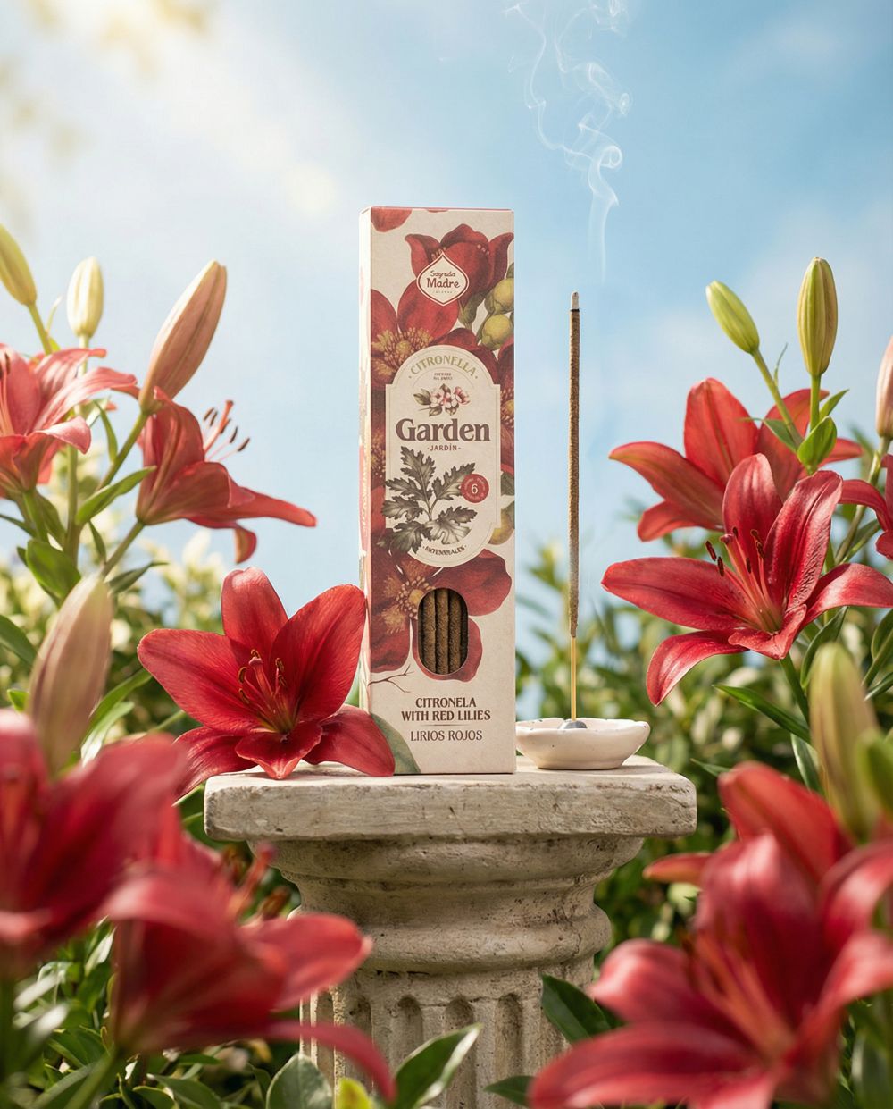 Incienso Garden Citronela y Lirios Rojos – Sagrada Madre