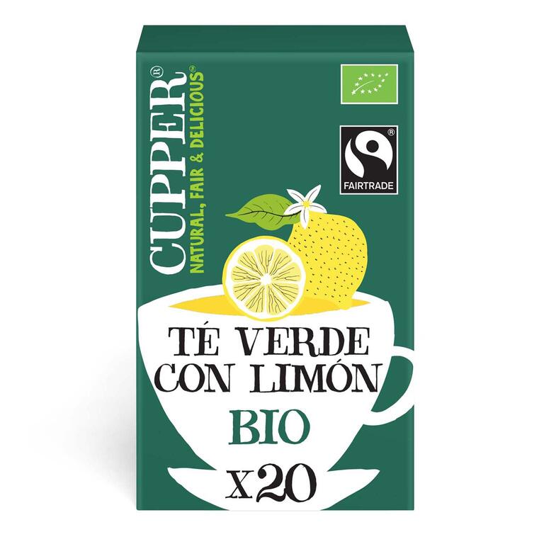 Té verde con limón BIO, 20 bolsas de Cupper: fotografía del envase
