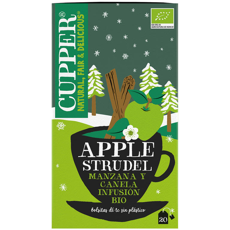 Infusion apple strudel BIO, 20 bolsas de Cupper: fotografía del envase