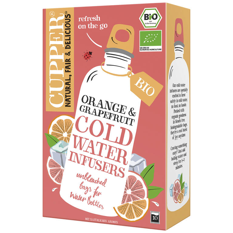 Infusion fria naranja y pomelo BIO, 10 bolsas de Cupper: fotografía del envase