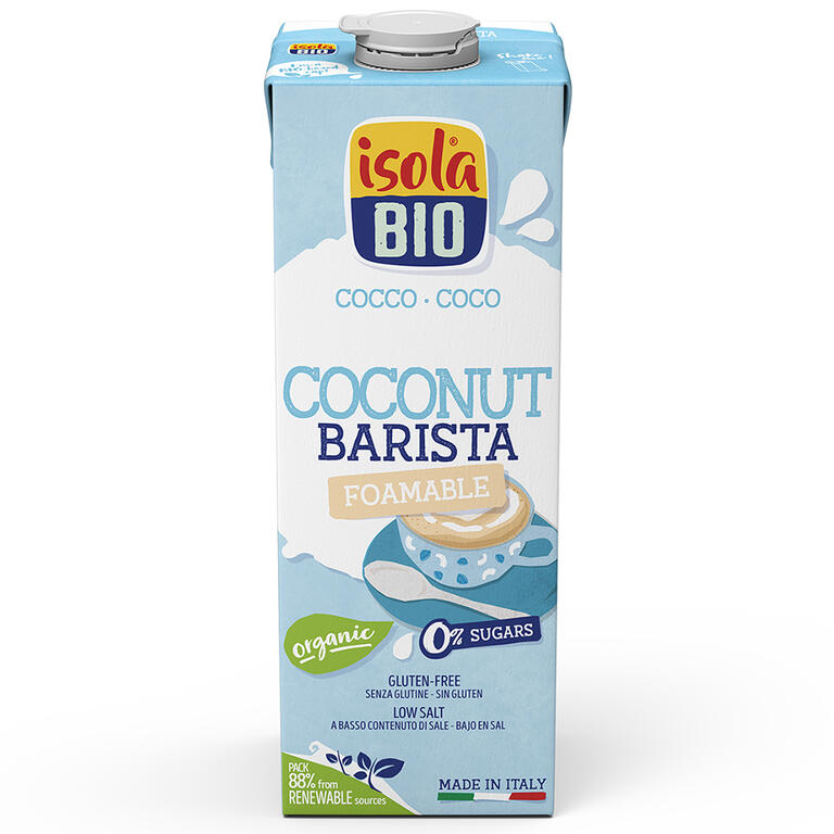 Bebida vegetal de coco barista BIO, 1L de Isola Bio: fotografía del envase