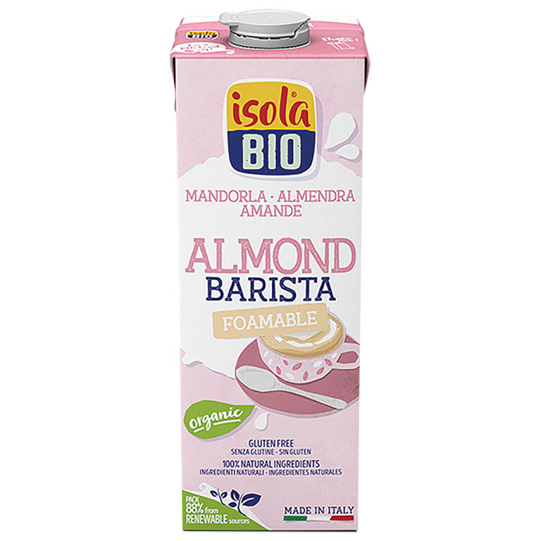 Bebida vegetal de almendras barista BIO, 1L de Isola Bio: fotografía del envase