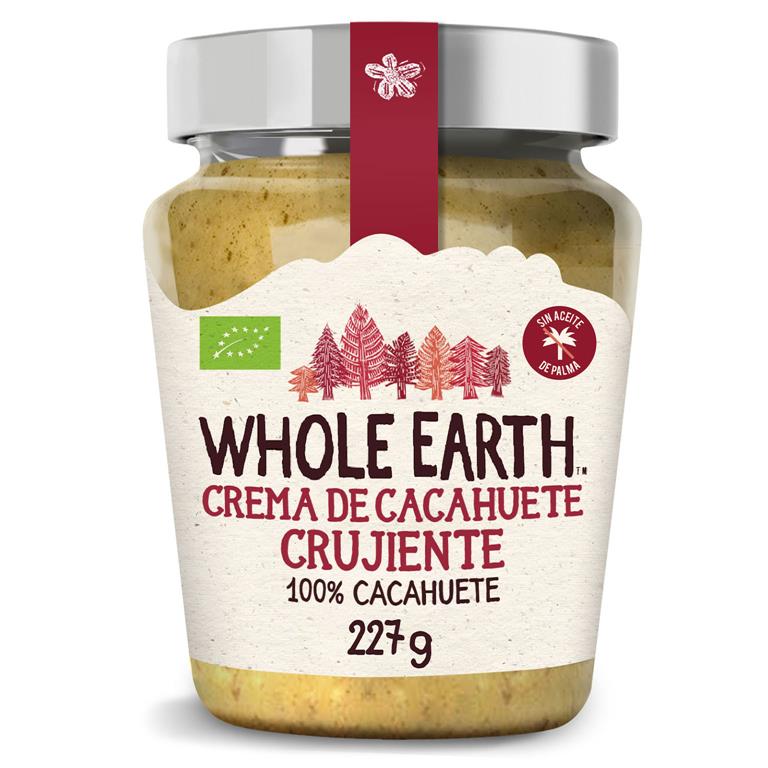 Crema de cacahuete original crujiente 227g de Whole Earth: fotografía del envase