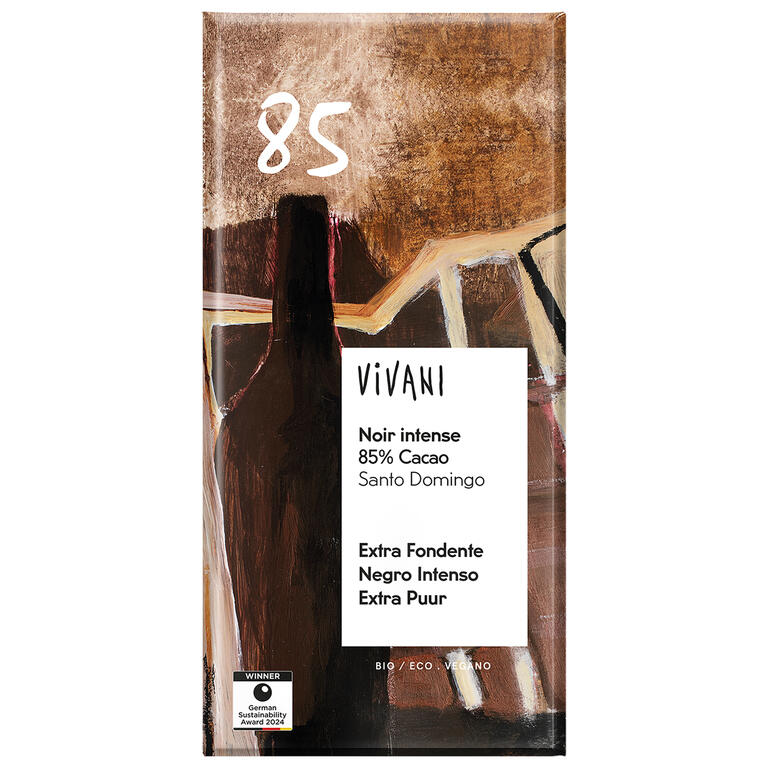 Chocolate negro 85% santo domingo BIO, 80 g de Vivani: fotografía del envase