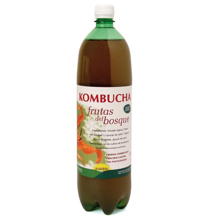 Bebida kombucha con frutas del bosque BIO, 1,5 l de Granovita: fotografía del envase