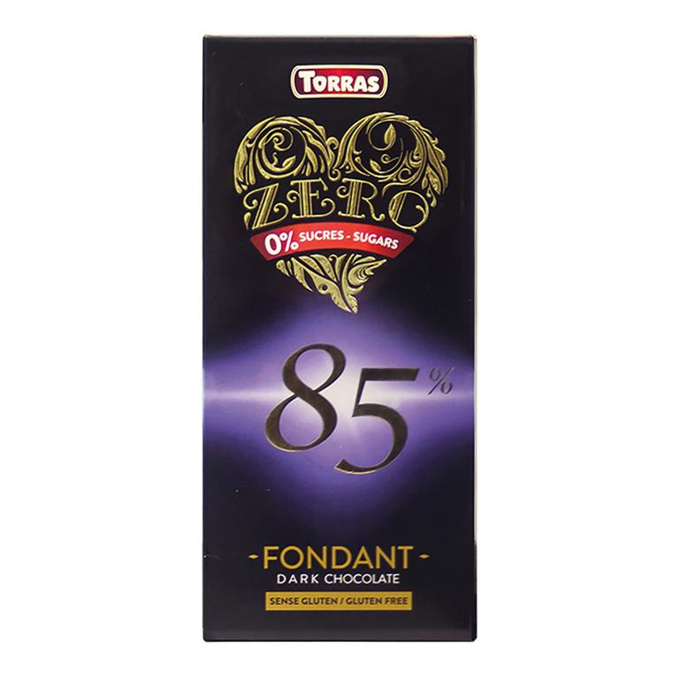 Chocolate 85% cacao zero, 100 g de Torras: fotografía del envase