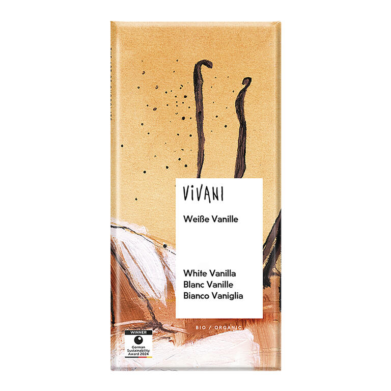 Chocolate blanco con vainilla Bourbon BIO, 80 g de Vivani: fotografía del envase