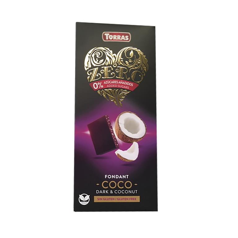 Chocolate negro con coco zero, 125 g de Torras: fotografía del envase