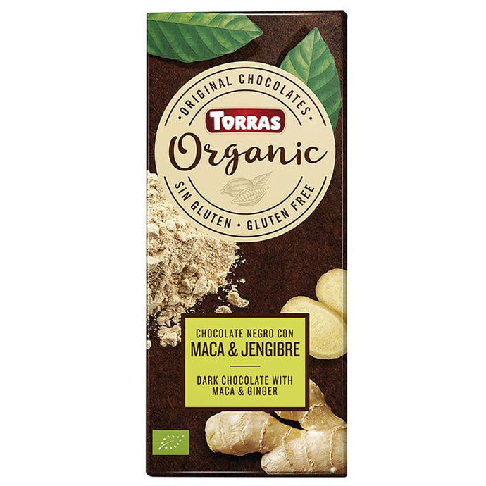 CHOCOLATE NEGRO CON MACA Y JENGIBRE BIO, 100 g - TORRAS