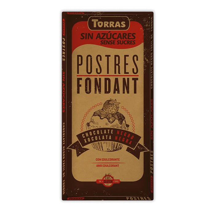 CHOCOLATE PARA FUNDIR SIN AZUCAR, 200 g - TORRAS