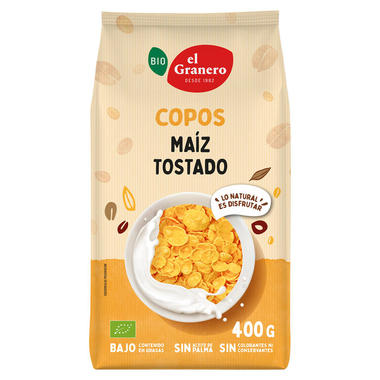 Copos de maíz tostado BIO, 400 g: fotografía del envase