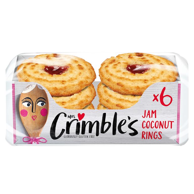 Galletas de coco y fresa sin gluten, 240 g de Crimble's: fotografía del envase