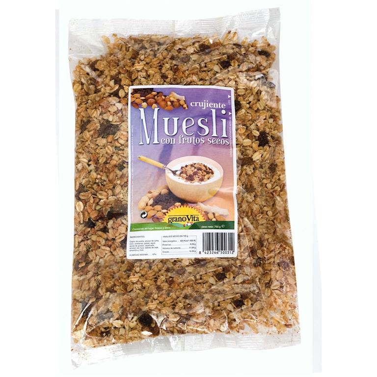 Muesli crujiente con frutos secos, 750 g de Granovita: fotografía del envase