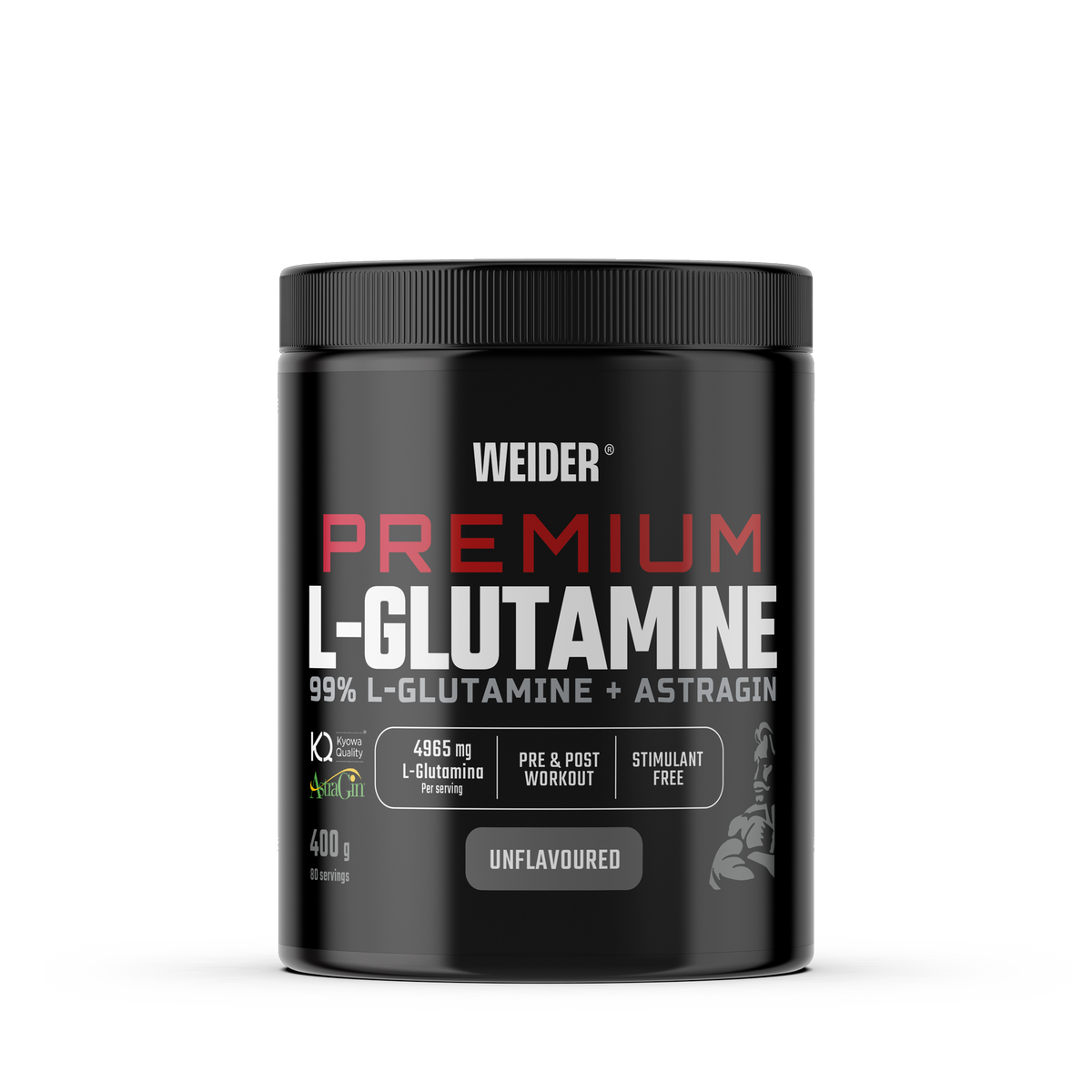 Premium L-Glutamine + AstraGin 400 g de Weider (el pack incluye 2 botes): fotografía del envase