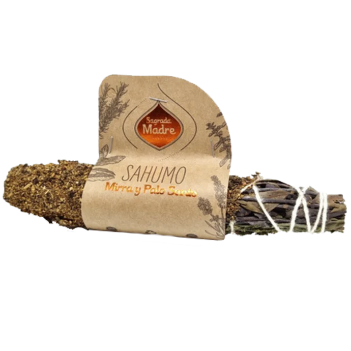 Sahumo Mirra y Palo Santo de Sagrada Madre: fotografía del envase
