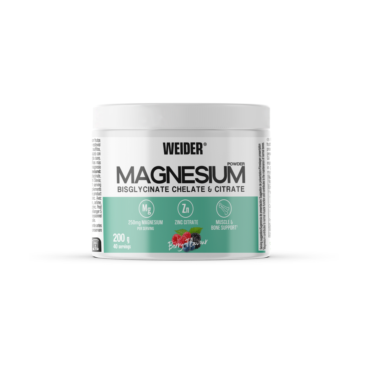 Magnesium Powder Frutos Rojos 200 g – Weider