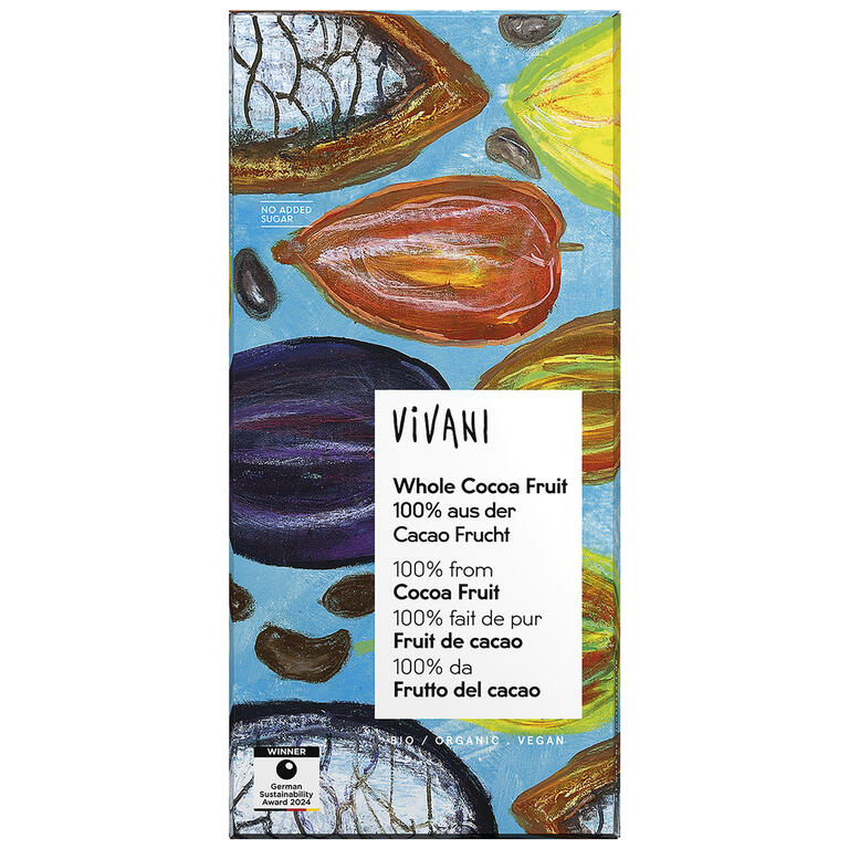 Chocolate Whole Cocoa Fruit BIO de Vivani, 80 g: fotografía del envase