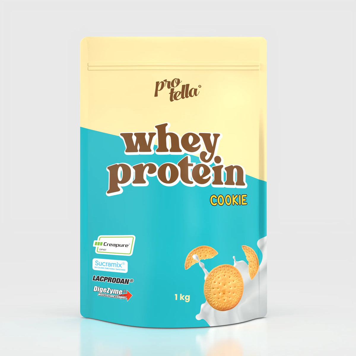 Whey Protein Protella 1 kg sabor cookie: fotografía del envase