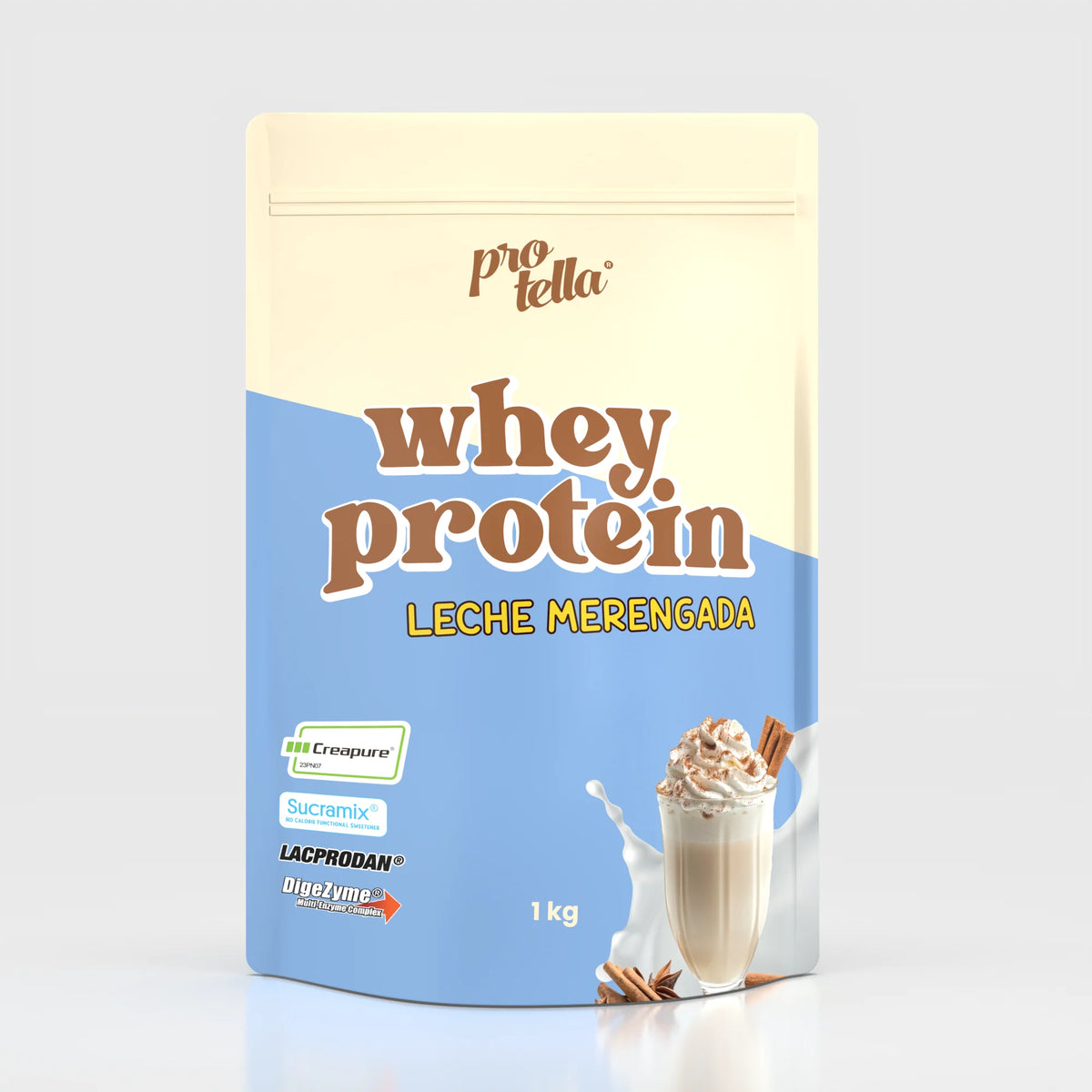 Whey Protein Protella 1 kg sabor leche merengada: fotografía del envase