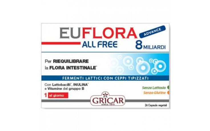 Probióticos Euflora Advance All Free de Gricar: fotografía del envase